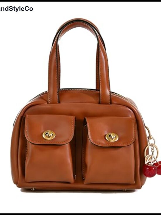 Handbags - Vintage Turn Lock Purse Y2K Handbag PU Leather Shoulder Bag